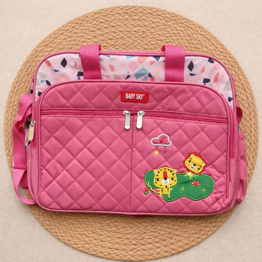 High qualMSVMBPity Multi-purpose Mother Bag-pink with tiger print